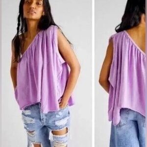 Free People Purple Asymmetrical Top